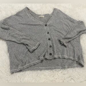Grey Button Down Cropped Sweater